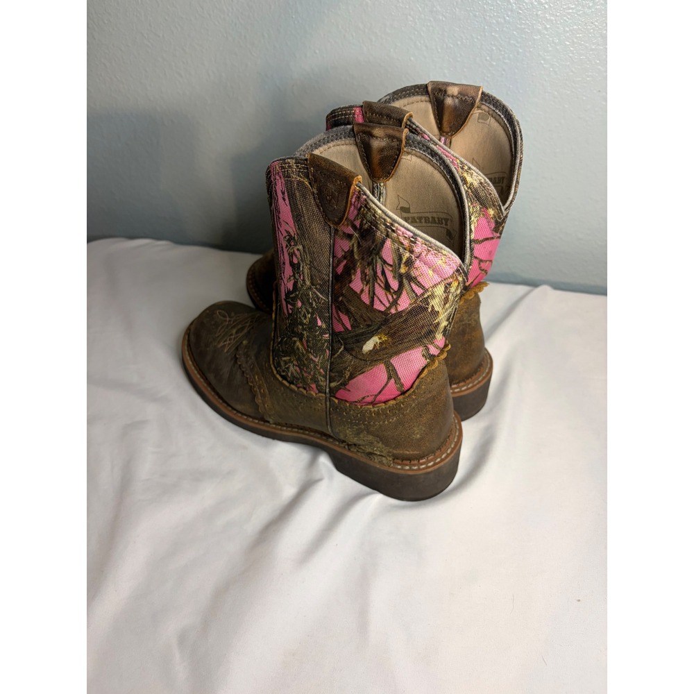 Ariat Fatbaby Pink RealTree Camo Western Boots Brown Leather 10015055 Womens 8B - Picture 4 of 7